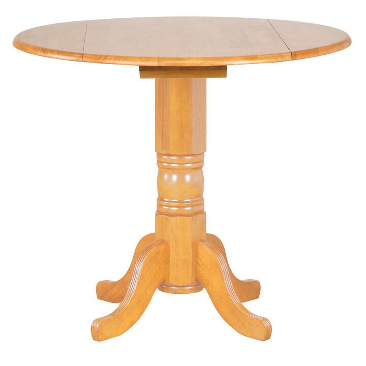Sunset Trading Oak Selections 42 Round Extendable Drop Leaf Pub Table