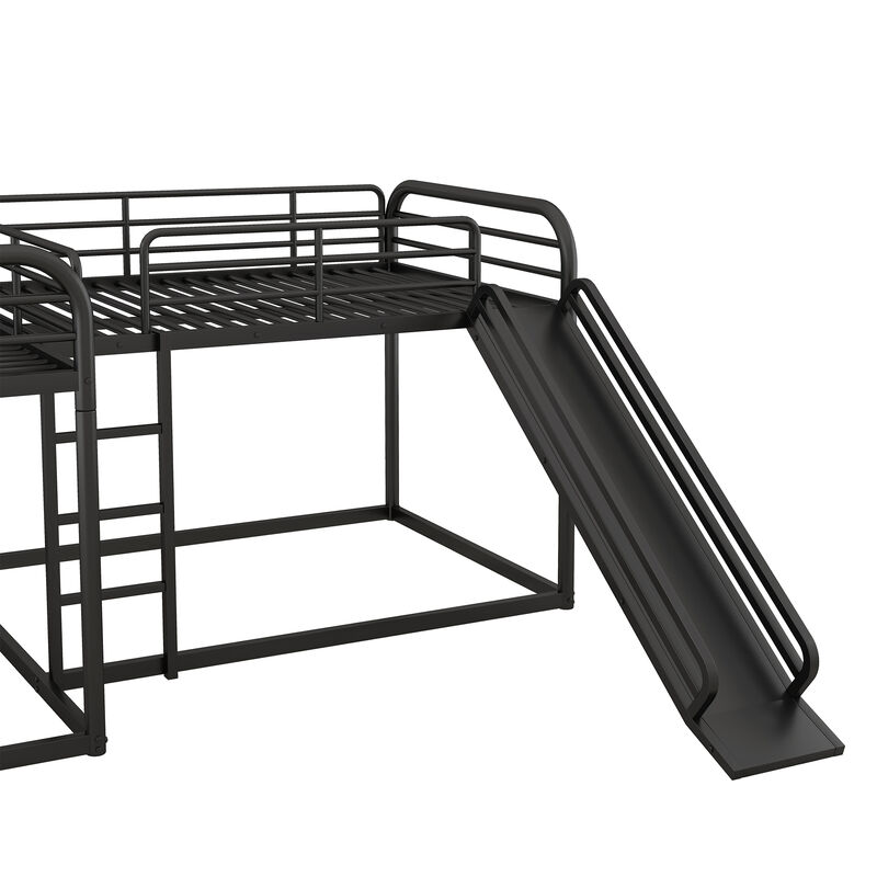 Quad L-Shaped Bunk Bed with Slide