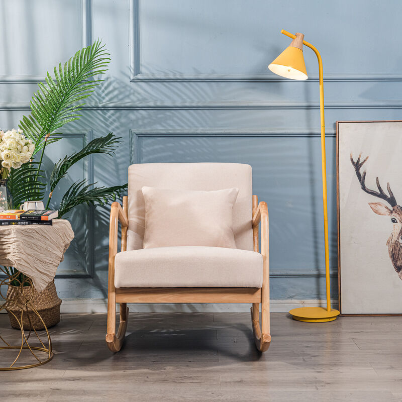 DIANA Solid Wood and  Fabric Rocking Chair