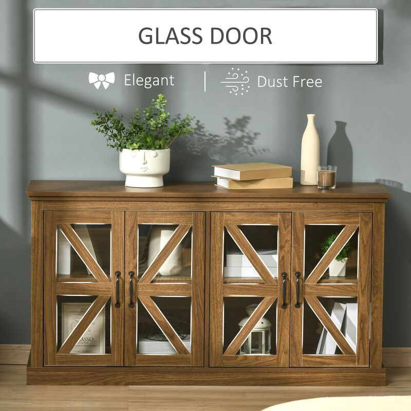 Natural Rustic Cabinet: Kitchen Sideboard with Glass Door TV Stand
