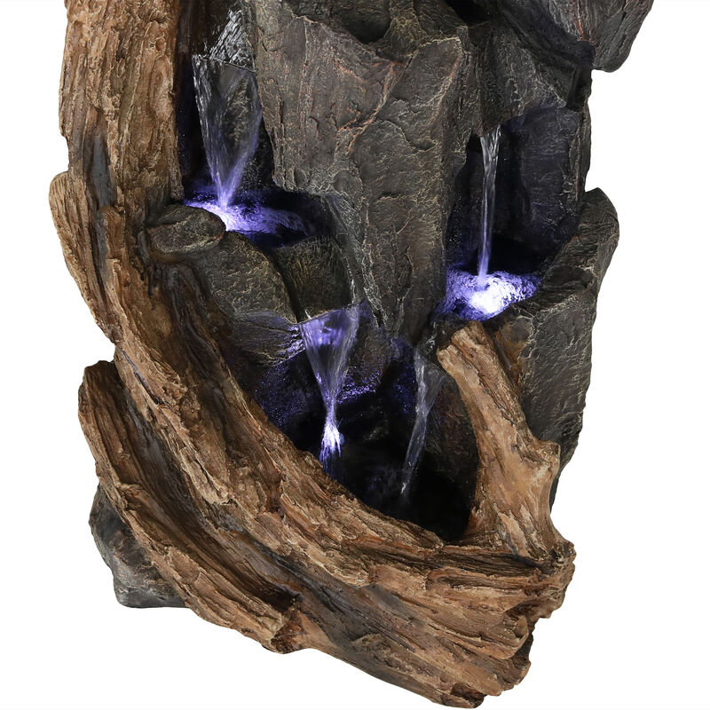 Sunnydaze Cascading Mountainside Water Fountain with LED Lights - 35 in