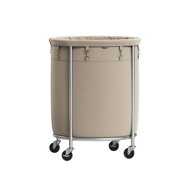 Laundry Basket with Wheels and Removable Bag, Steel Frame, 4 Casters and 2 Brakes