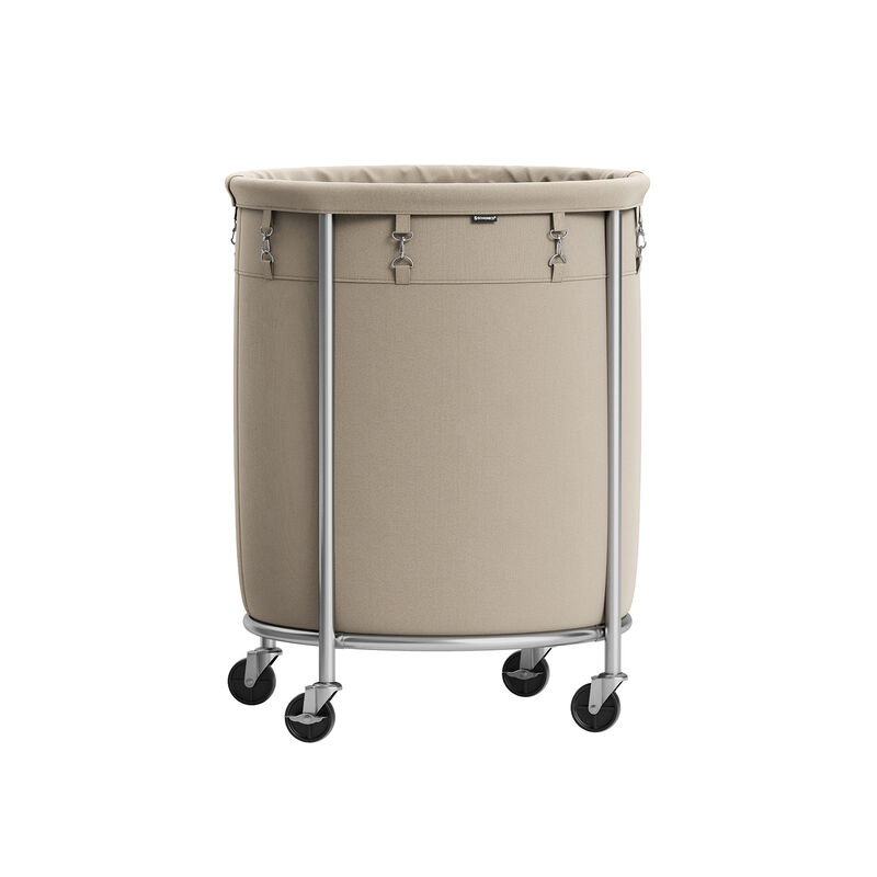 Laundry Basket with Wheels and Removable Bag, Steel Frame, 4 Casters and 2 Brakes