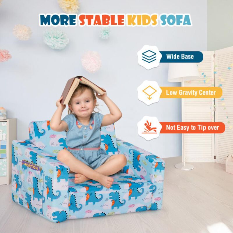 Hivvago 2-in-1 Convertible Kids Sofa with Velvet Fabric