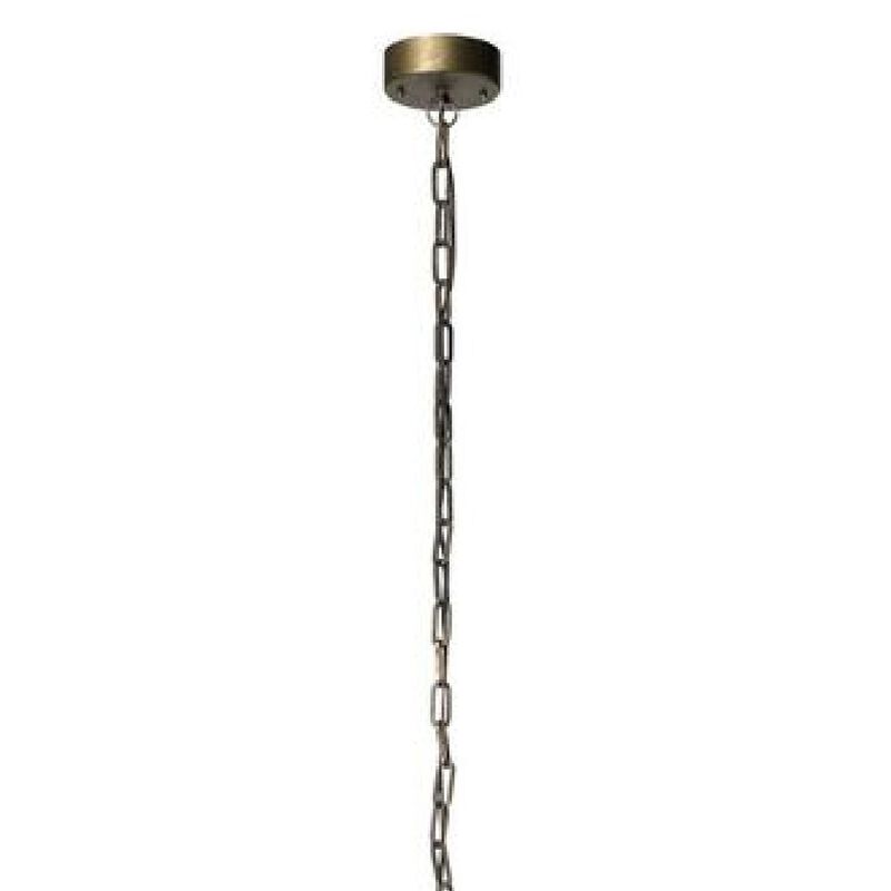24 Inch Rattan Pendant Chandelier, Natural Brown, Brass-Benzara