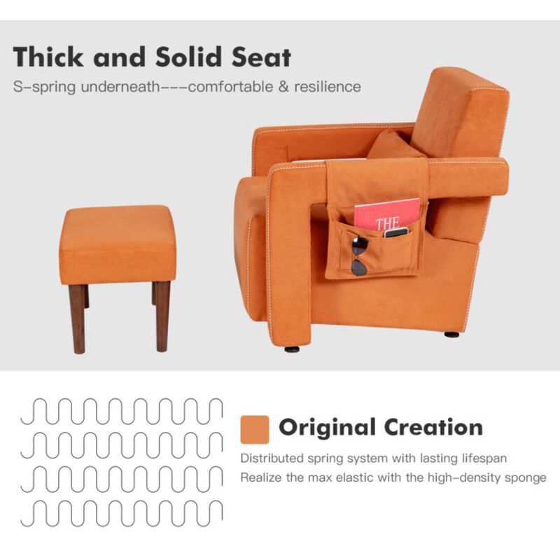 Hivvago Modern Berber Fleece Accent Chair with Ottoman and Waist Pillow for Living Room