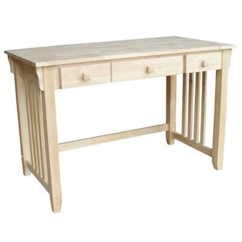 Hivvago Unfinished Wood Computer Desk with Pull-Out Keyboard Tray and Drawer