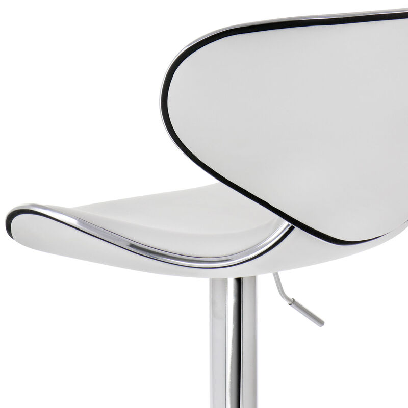 Elama 2 Piece Faux Leather Adjustable Bar Stool in White with Chrome Base