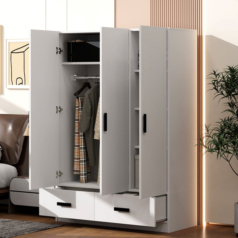 Merax 3-Door Wardrobe Closet with 2 Storage Drawers