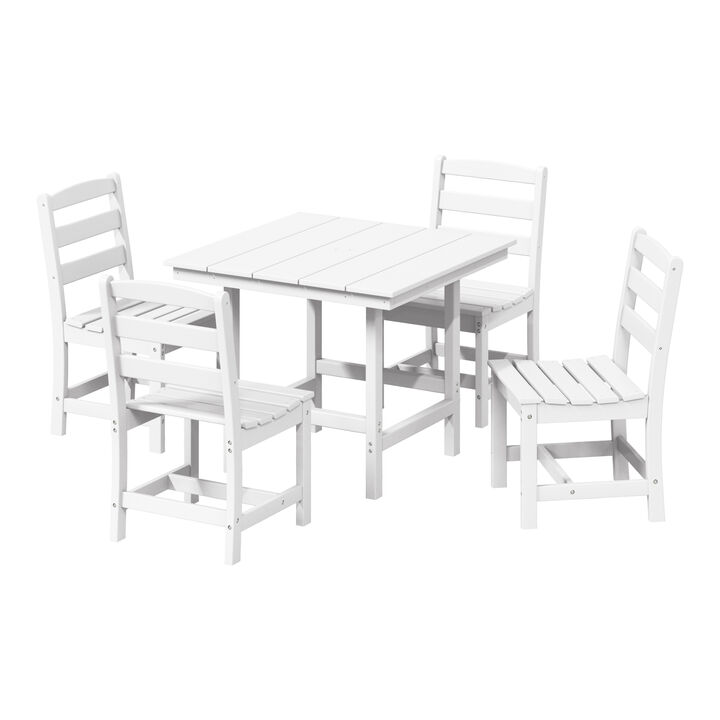 WestinTrends 5-Piece HDPE Outdoor Square Patio Dining Table Set with Armless Side Chairs