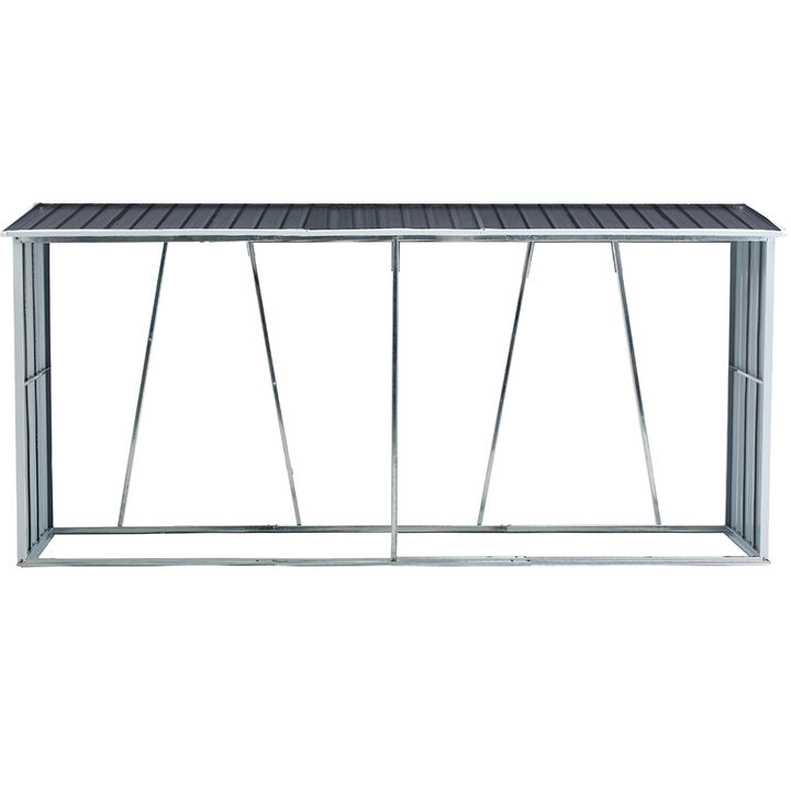 Streamdale Outdoor Graynized Steel Firewood Rack with Roof, 129.9"