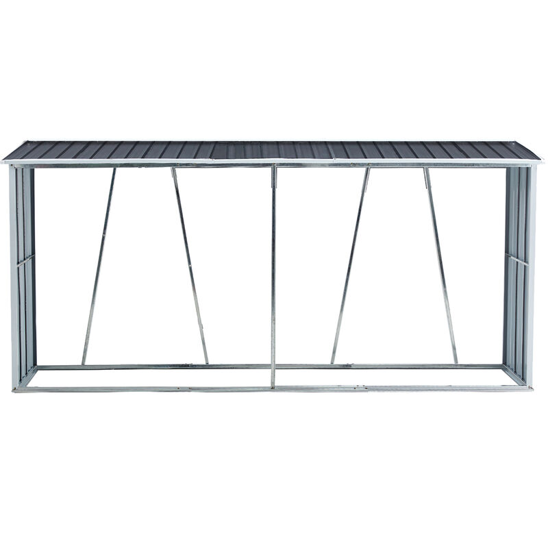 Streamdale Outdoor Graynized Steel Firewood Rack with Roof, 129.9"