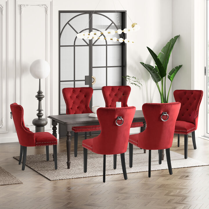 WestinTrends Velvet Upholstered Tufted Dining Chairs (Set of 6)