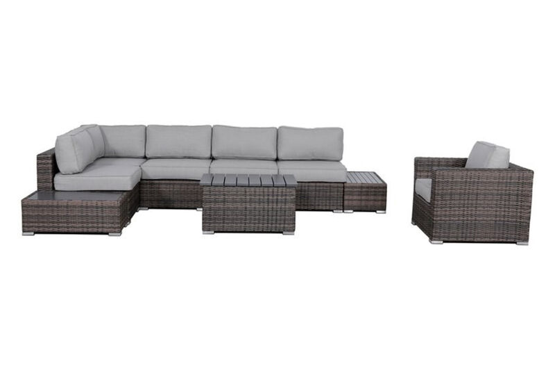 Living Source International 9-Piece Sectional Set with Cushions in Espresso