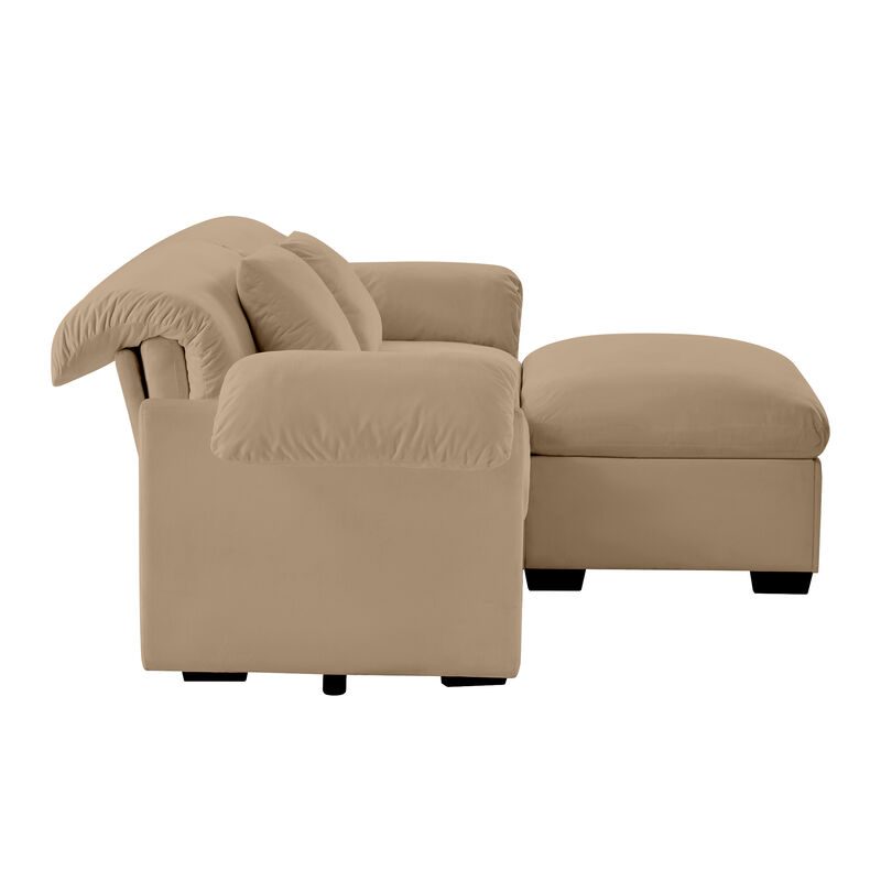 Merax Loveseat Sofa with Storage Reversible Ottoman