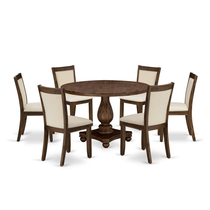 East West Furniture East West Furniture I2MZ7-NN-32 7-Piece Dining Set - A Beautiful Wooden Table and 6 Beautiful Light Beige Linen Fabric Dining Chairs with Stylish High Back (Sand Blasting Antique Walnut Finish) East West Furniture East West Furniture I2MZ7-NN-32 7-Piece Dining Set - A Beautiful Wooden Table and 6 Beautiful Light Beige Linen Fabric Dining Chairs with Stylish High Back (Sand Blasting Antique Walnut Finish)