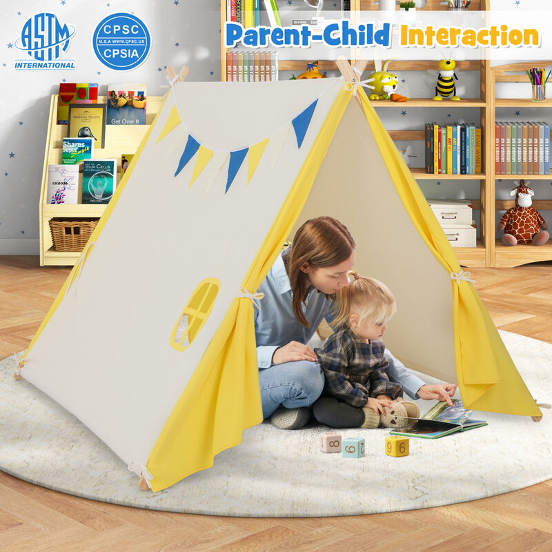 Kids Play Tent with Solid Wood Frame Holiday Birthday Gift & Toy for Boys & Girls
