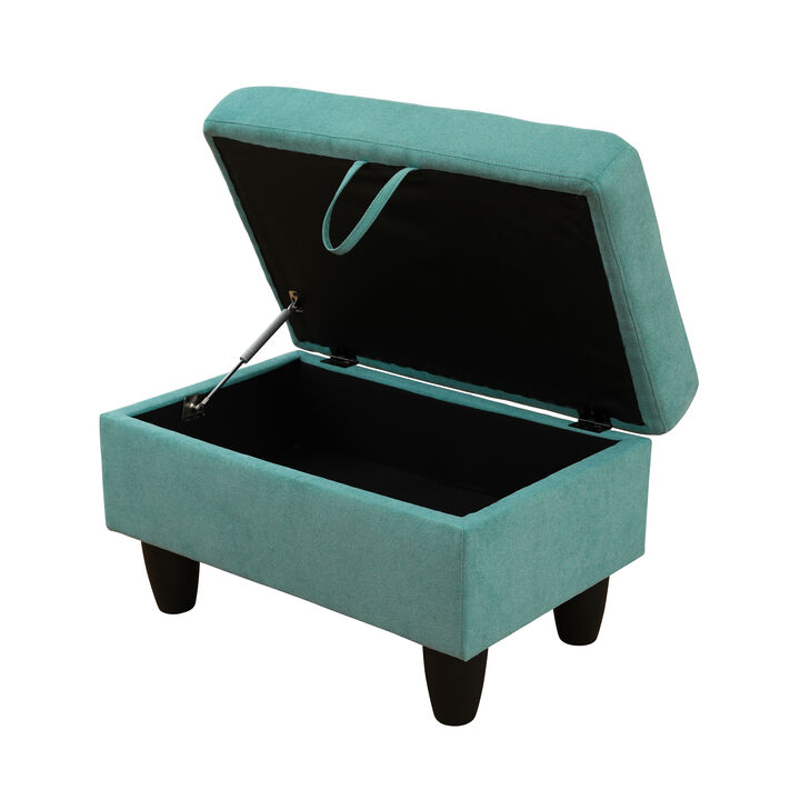 28.5 in. W Linen Rectangle Ottoman with Storage