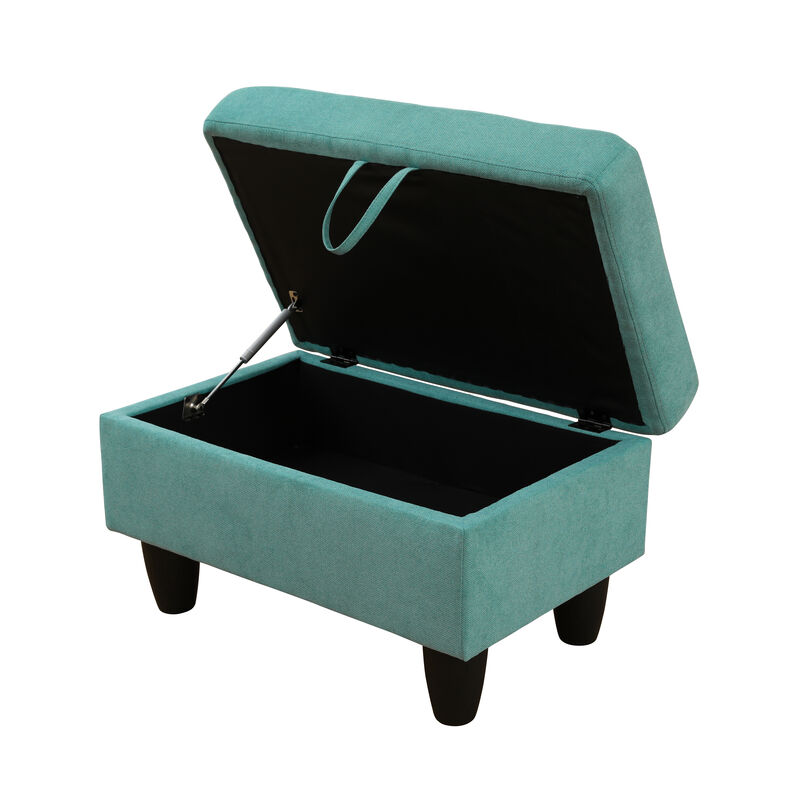 28.5 in. W Linen Rectangle Ottoman with Storage