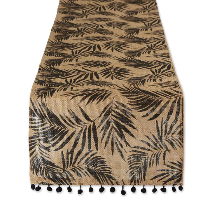72" Brown and Black Fern Jute Table Runner