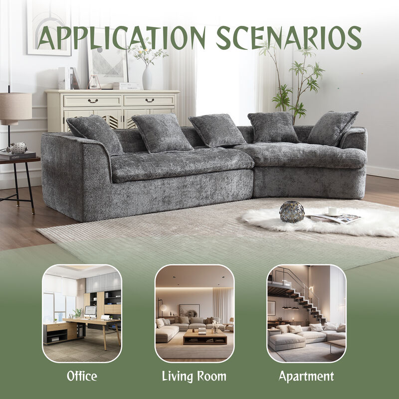 Merax 3-Seater Boucle Sofa with 5 Pillows