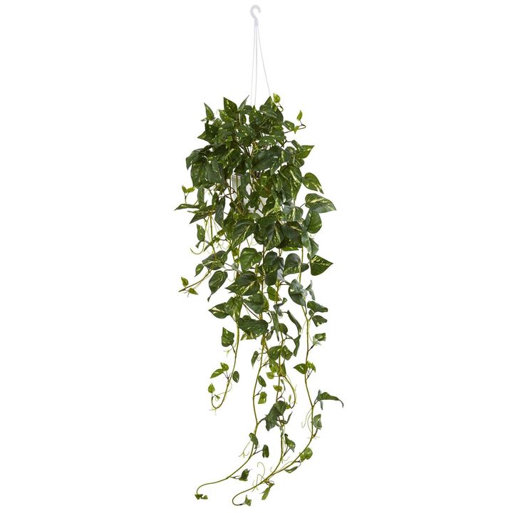 Nearly Natural 40-in Pothos Bush Hanging Basket