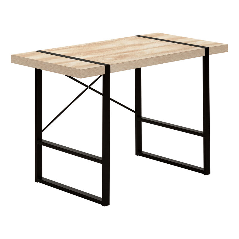 Monarch Specialties I 7658 Computer Desk, Home Office, Laptop, 48"L, Work, Metal, Laminate, Natural, Black, Contemporary, Modern