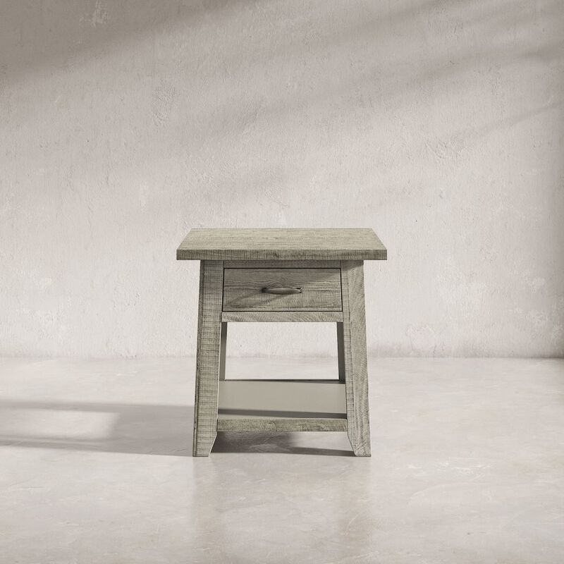 Jofran Telluride Rustic Farmhouse Solid Wood End Table with Storage