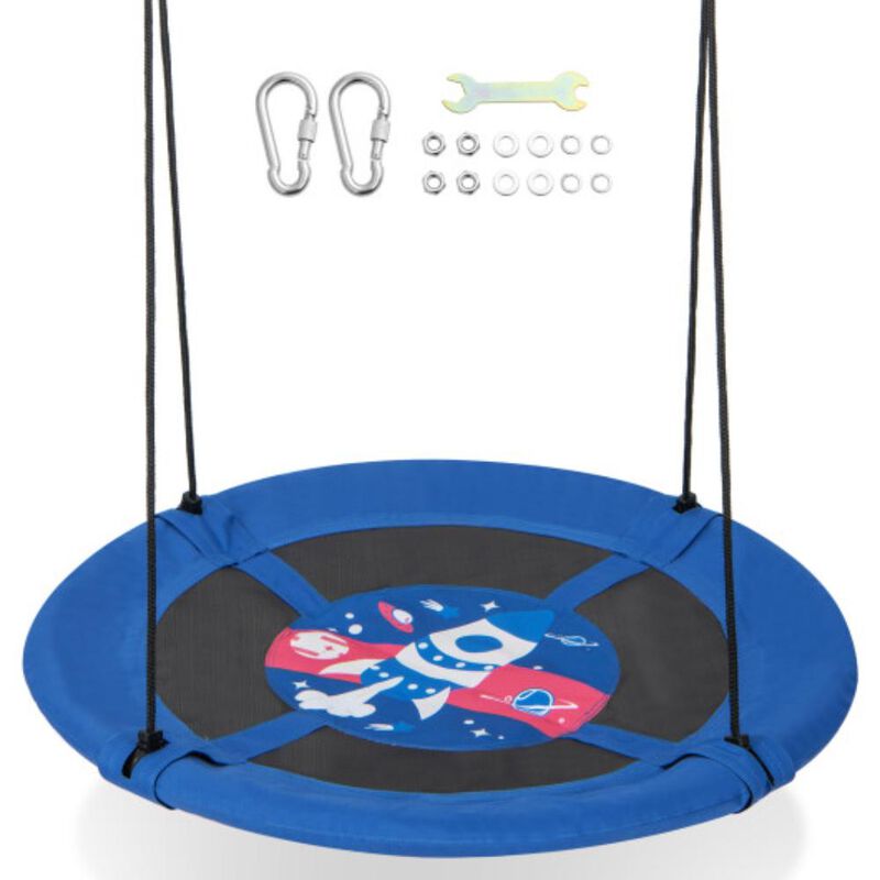 Hivvago 40 Inches Saucer Tree Swing with Adjustable Hanging Ropes and 900D Oxford Fabric