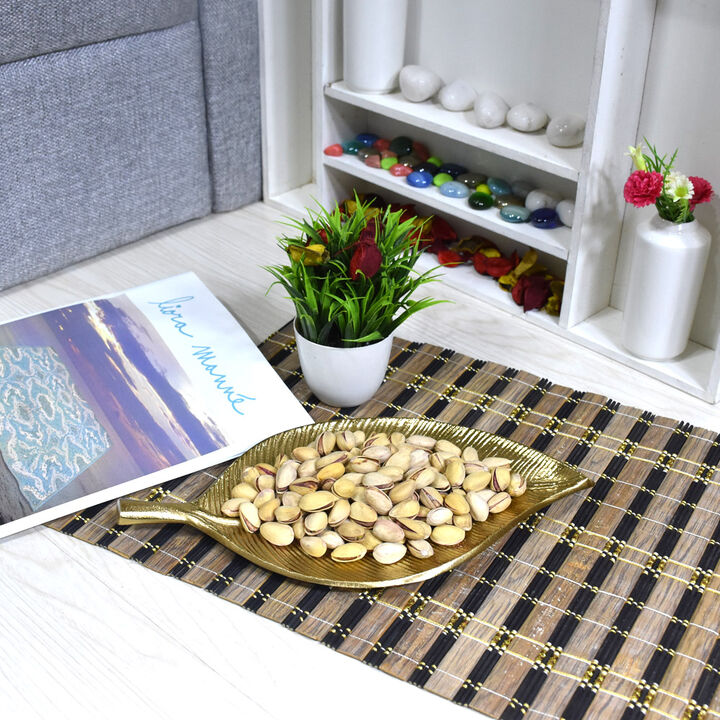 Handmade Decorative Gold Color Coated 10.82 x 6.10 x 0.78 Inches Aluminium Tray 037AB BBH Home's
