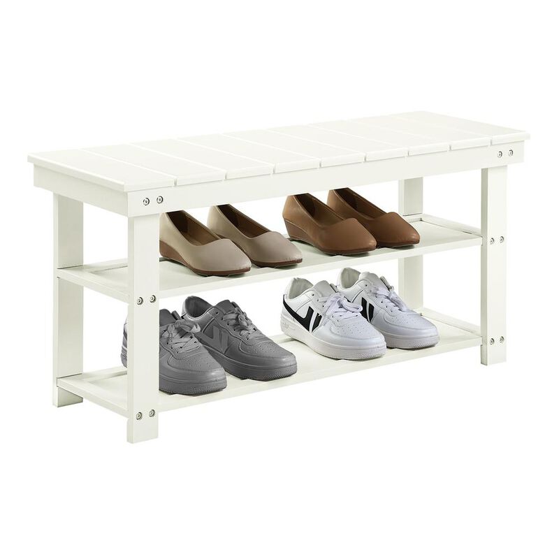 Convenience Concepts Oxford Utility Mudroom Bench with Shelves, White