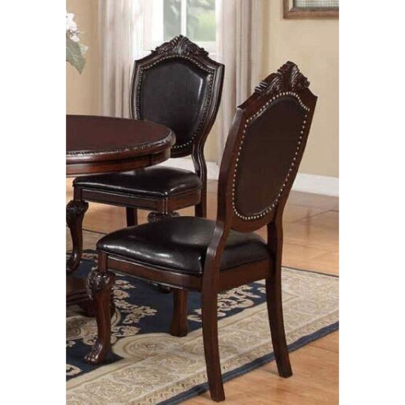 Royal Majestic Formal Set Of 2 Side Chairs Brown Rubberwood Dining Room Furniture