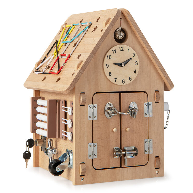 Multi-Purpose Busy House with Sensory Games and Interior Storage for Kids' Playtime