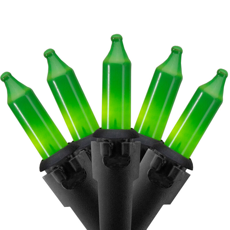 50-Count Opaque Green Mini Christmas Light Set- 24.5ft  Black Wire