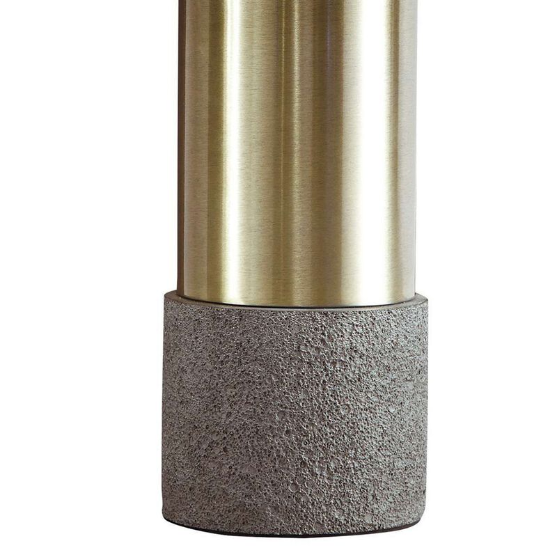 Faux Concrete and Metal Base Table Lamp, Set of 2, Brass and Gray-Benzara