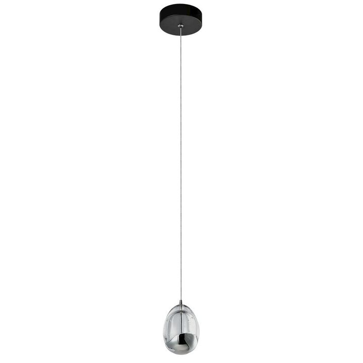 VONN Lighting Integrated LED Height Adjustable Pendant Light with Clear Glass Shade in Black