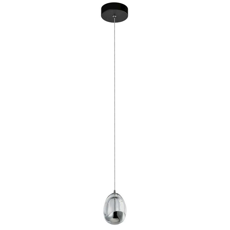 VONN Lighting Integrated LED Height Adjustable Pendant Light with Clear Glass Shade in Black