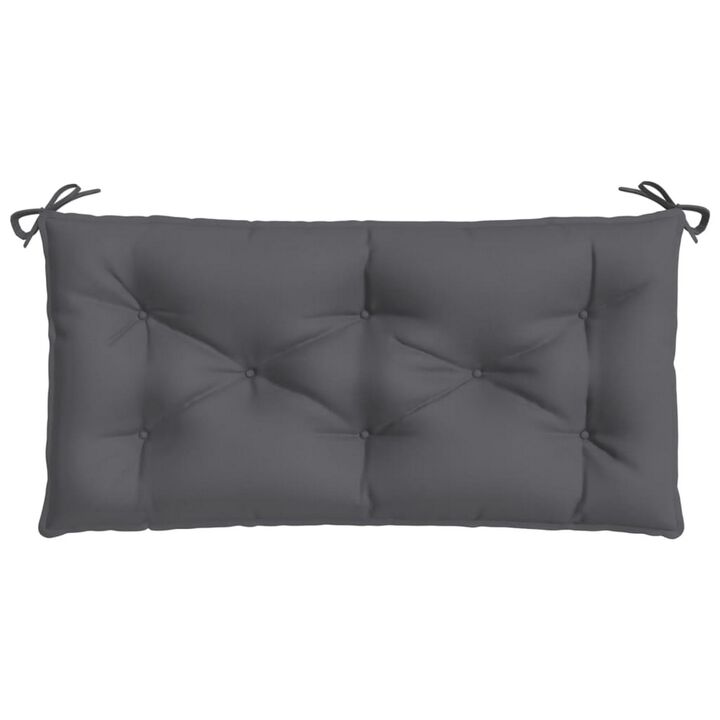 Outdoor Cushion for Bench, 43x20 In, Tufted Stitch Gray Oxford Fabric - Benzara