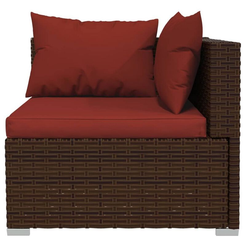 Joez 4pc Outdoor Modular Lounge Sofa Set, Coffee Table, Rattan, Red - Benzara