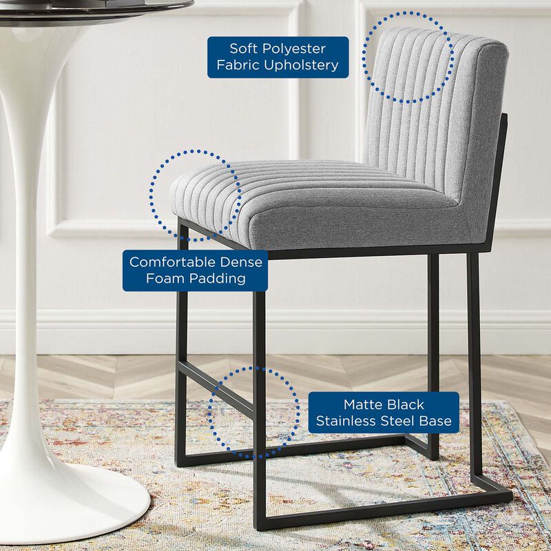 Indulge Channel Tufted Fabric Counter Stools - Set of 2