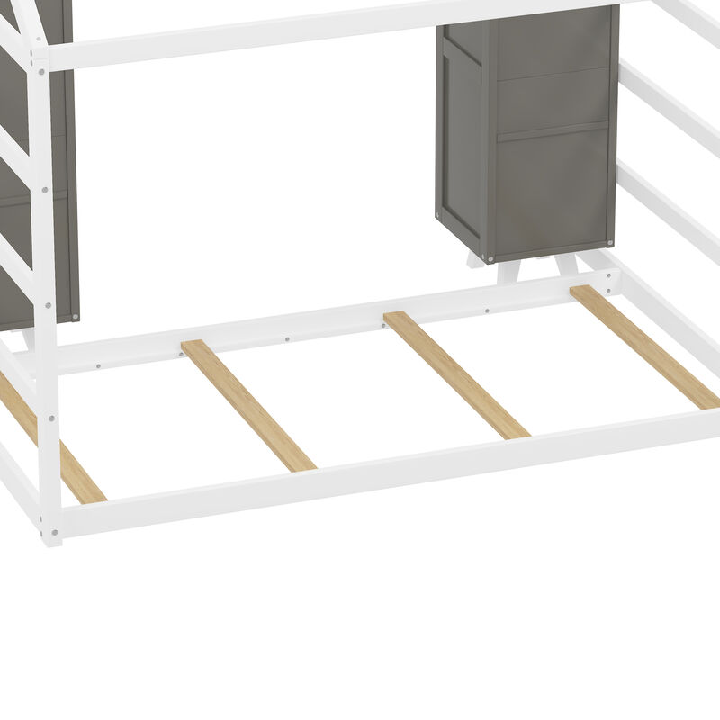 Merax Kids Floor Bed with Two Movable Wardrobes