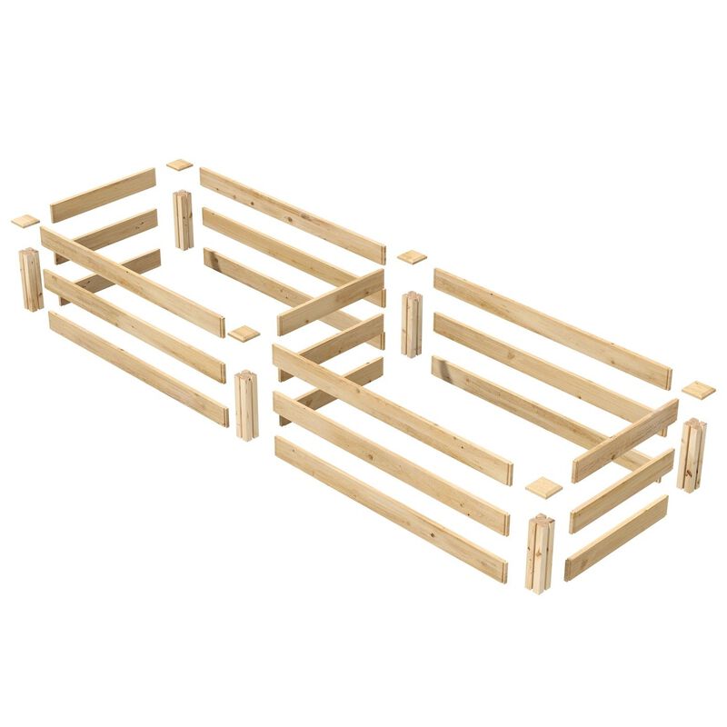 QuikFurn Pine Wood 2-Ft x 8-Ft Outdoor Raised Garden Bed Planter Frame
