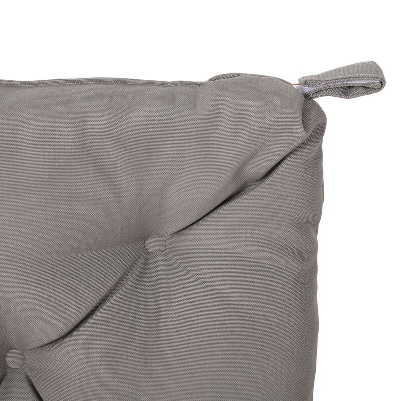 Caba Chair Cushion Pad, Tufted 16 Inch, Water Resistant, Gray Polyester - Benzara
