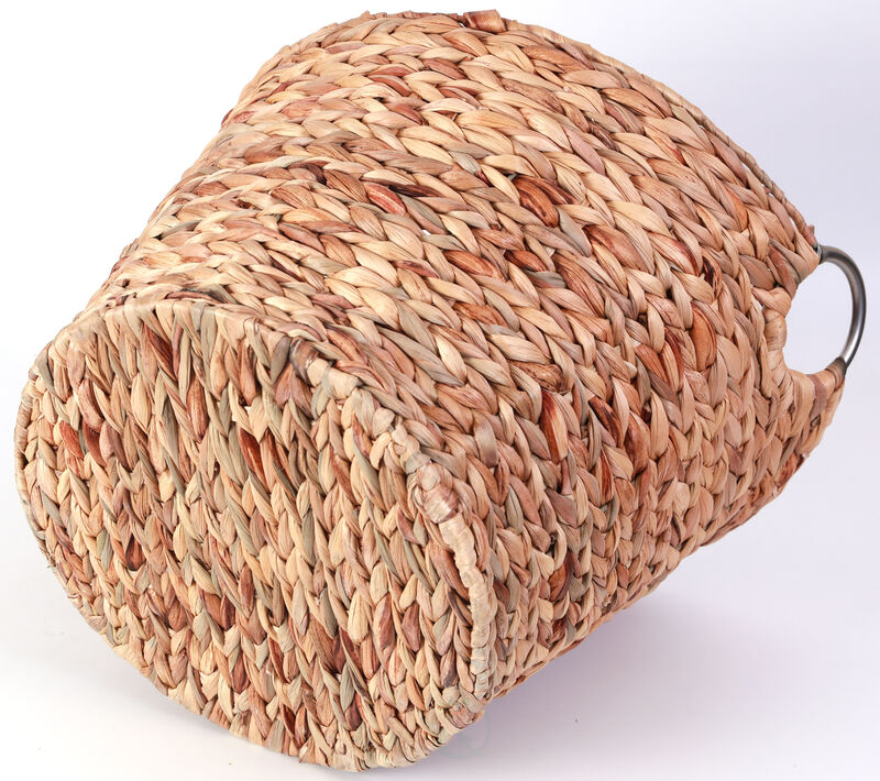 Water Hyacinth Wicker Large Round Storage Laundry Basket with Handles