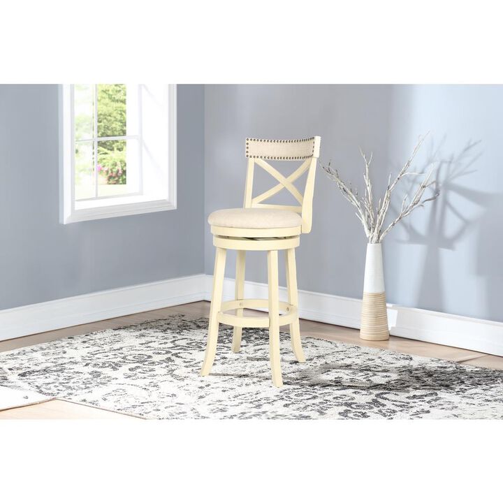New Classic Furniture Furniture York 29 Wood Bar Stool with Fabric Seat in Ant White