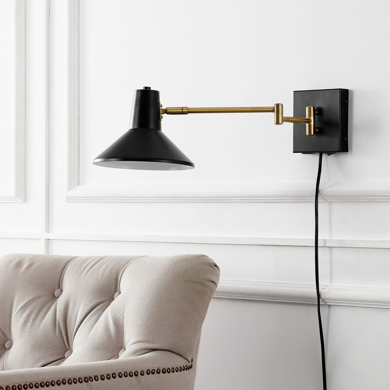 Hygge Swing Arm Modern Midcentury Iron USB Charging Port LED Sconce