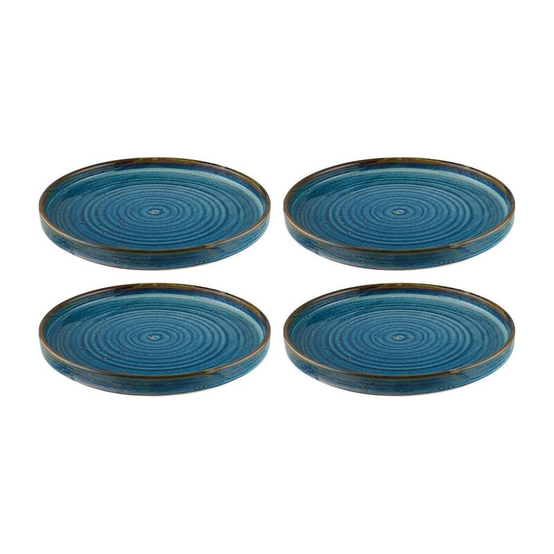 Sapphire dia.8.25" Round Blue Porcelain Plate (Set of 4)