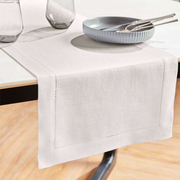 Solino Home 100% Pure Linen Table Runner | Sonoma Hemstitch