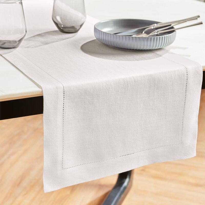 Solino Home 100% Pure Linen Table Runner | Sonoma Hemstitch