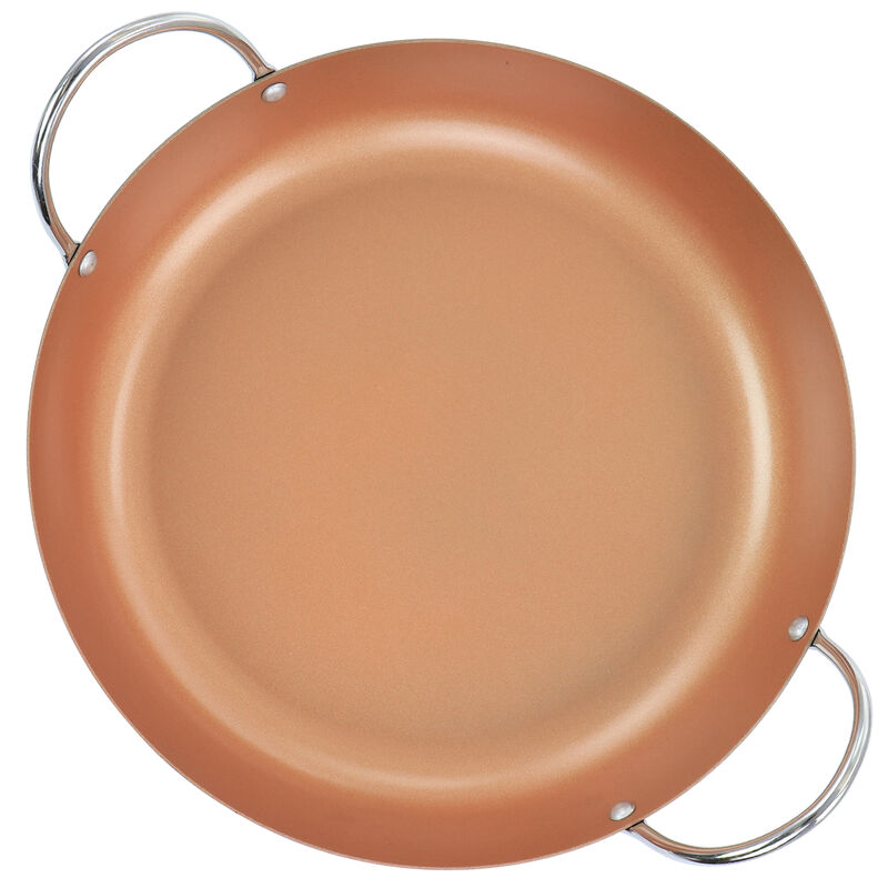 Oster Stonefire Carbon Steel Nonstick 11 Inch Paella Pan in Copper